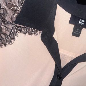 IZByer - Pink Lace Button-up Blouse